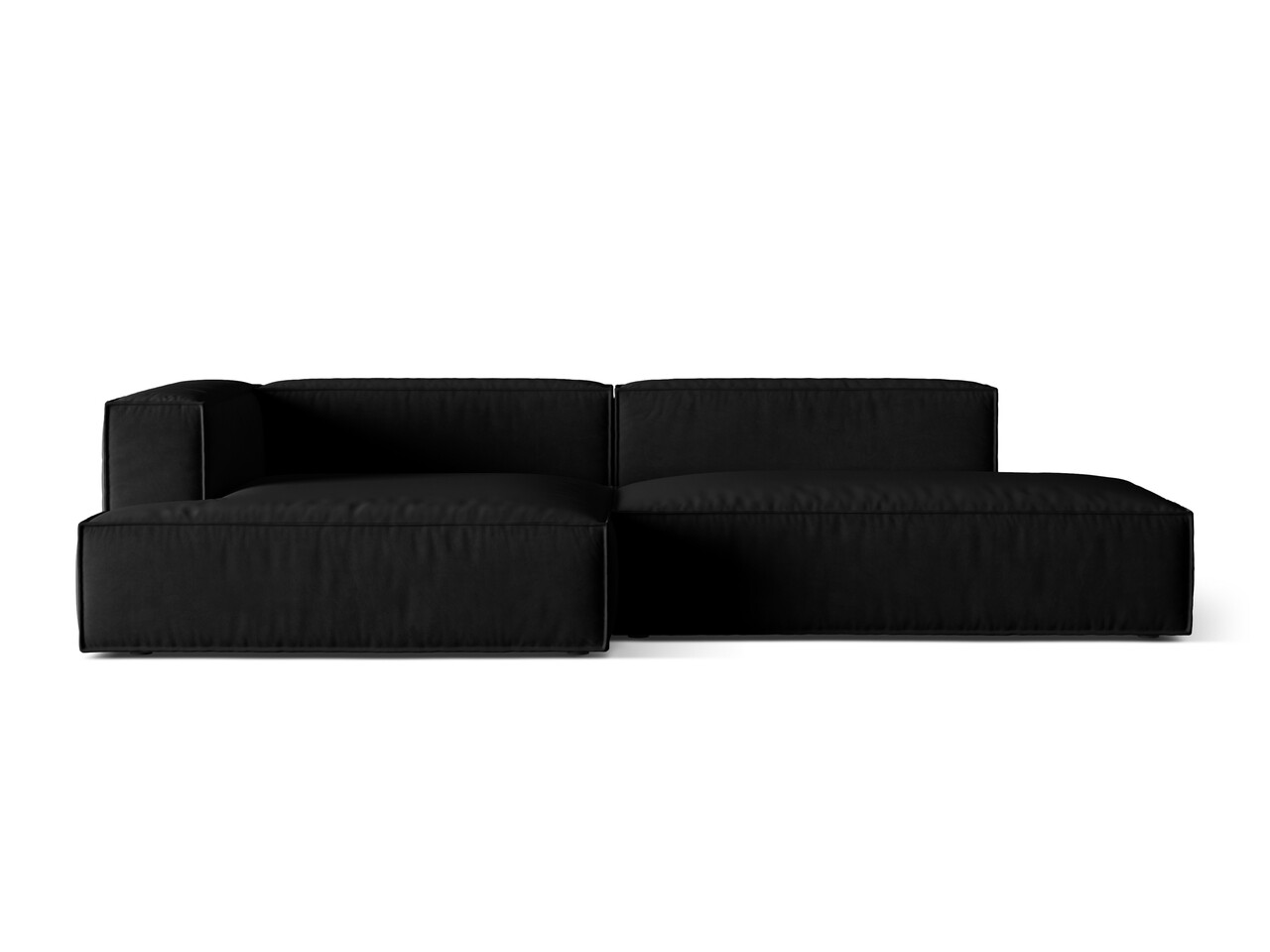 Coltar modular stanga 4 locuri, Nuria-88, Micadoni Home, 312x147x72 cm, catifea, negru Colțare
